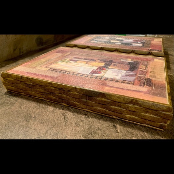 2 Vintage Wine Prints with 3D Wooden Frame - Picture 2 of 8